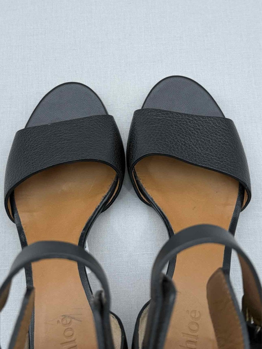 Pre - loved CHLOE Ankle Strap Black Size EU 35.5 Wedges at Reems Closet