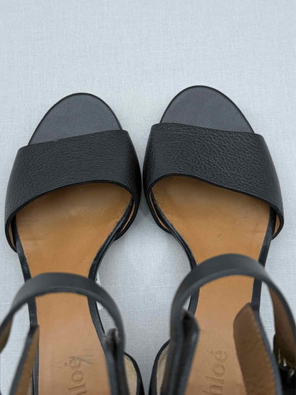 Pre - loved CHLOE Ankle Strap Black Size EU 35.5 Wedges at Reems Closet