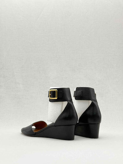 Pre - loved CHLOE Ankle Strap Black Size EU 35.5 Wedges at Reems Closet