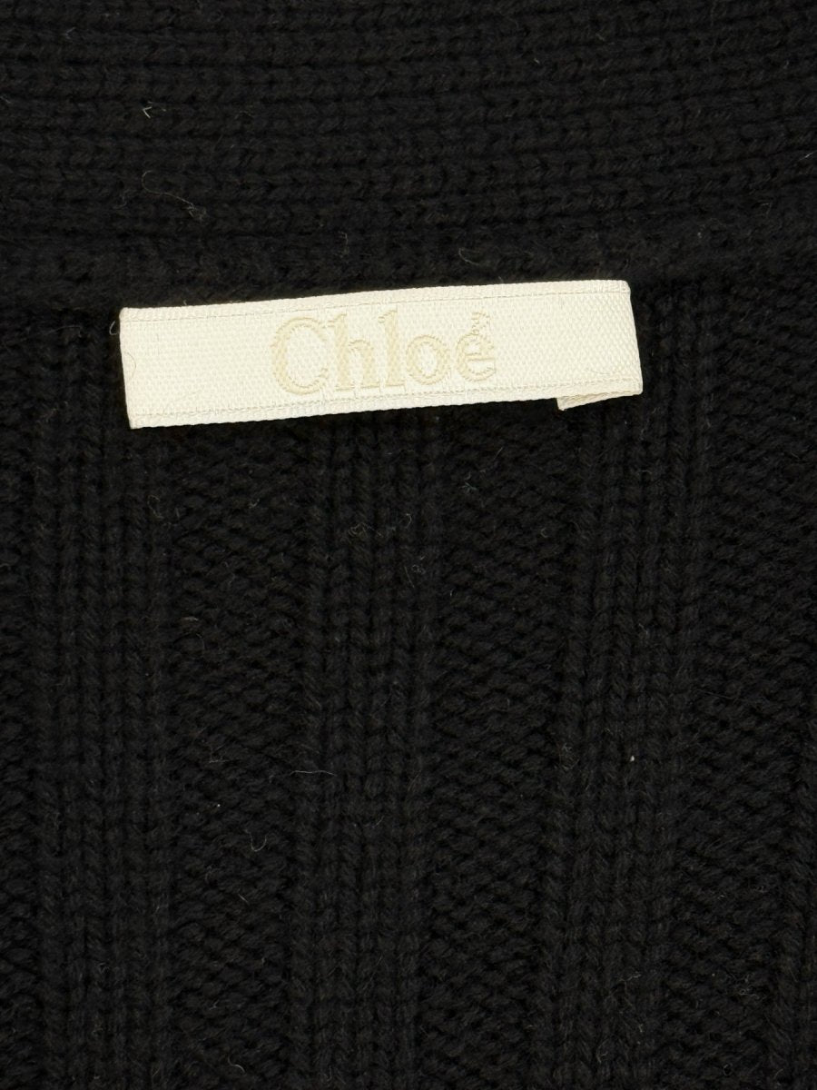 Pre-loved CHLOE Black Ribbed Size Medium Cardigan at Reems Closet