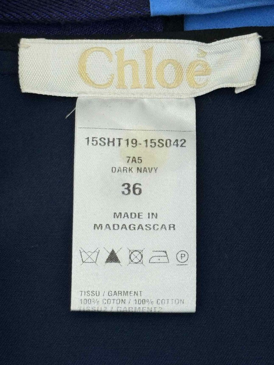 Pre - loved CHLOE Blue Geometric Print Size US 4 Blouse at Reems Closet