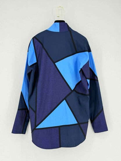 Pre - loved CHLOE Blue Geometric Print Size US 4 Blouse at Reems Closet