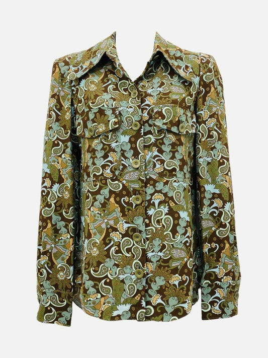 Pre - loved CHLOE Brown Multicolor Paisley Print Blouse at Reems Closet