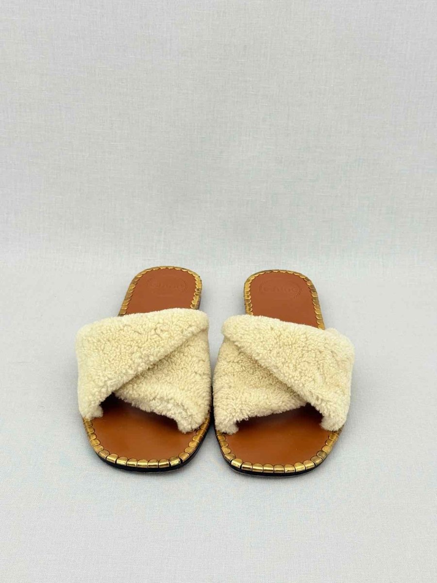 Pre - loved CHLOE Idol Cream Size EU 40 Slides at Reems Closet