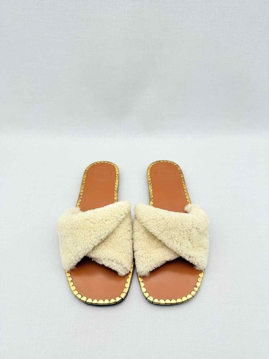 Pre-loved CHLOE Idol Cream Size EU 40 Slides at Reems Closet