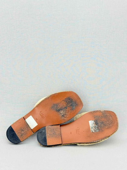 Pre - loved CHLOE Idol Cream Size EU 40 Slides at Reems Closet