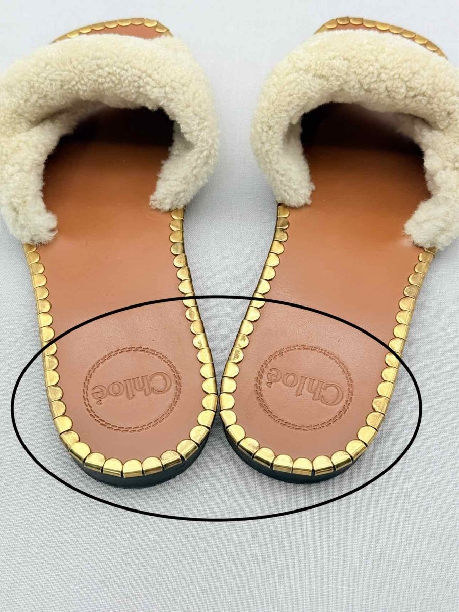 Pre-loved CHLOE Idol Cream Size EU 40 Slides at Reems Closet