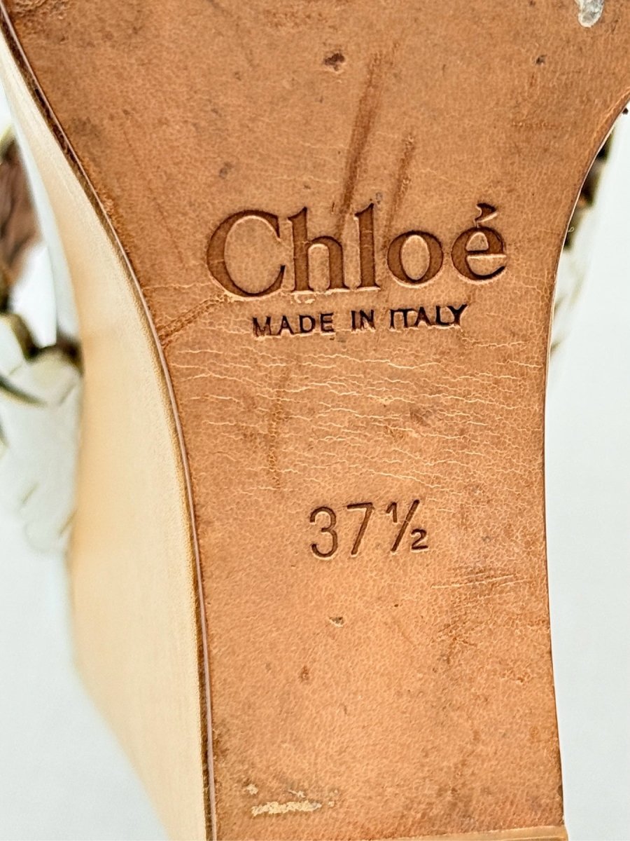 Pre - loved CHLOE Laser Cut White Size EU 37.5 Wedges at Reems Closet