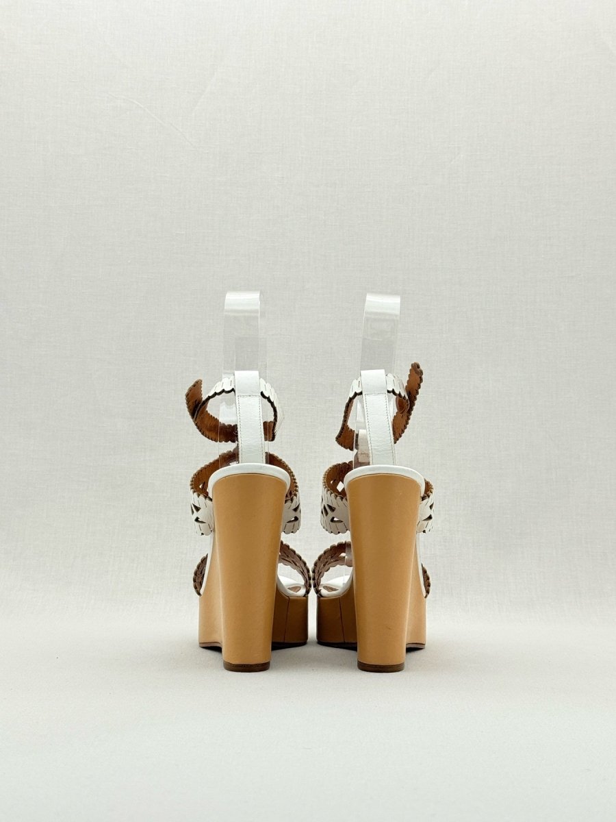 Pre - loved CHLOE Laser Cut White Size EU 37.5 Wedges at Reems Closet