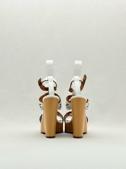 Pre - loved CHLOE Laser Cut White Size EU 37.5 Wedges at Reems Closet