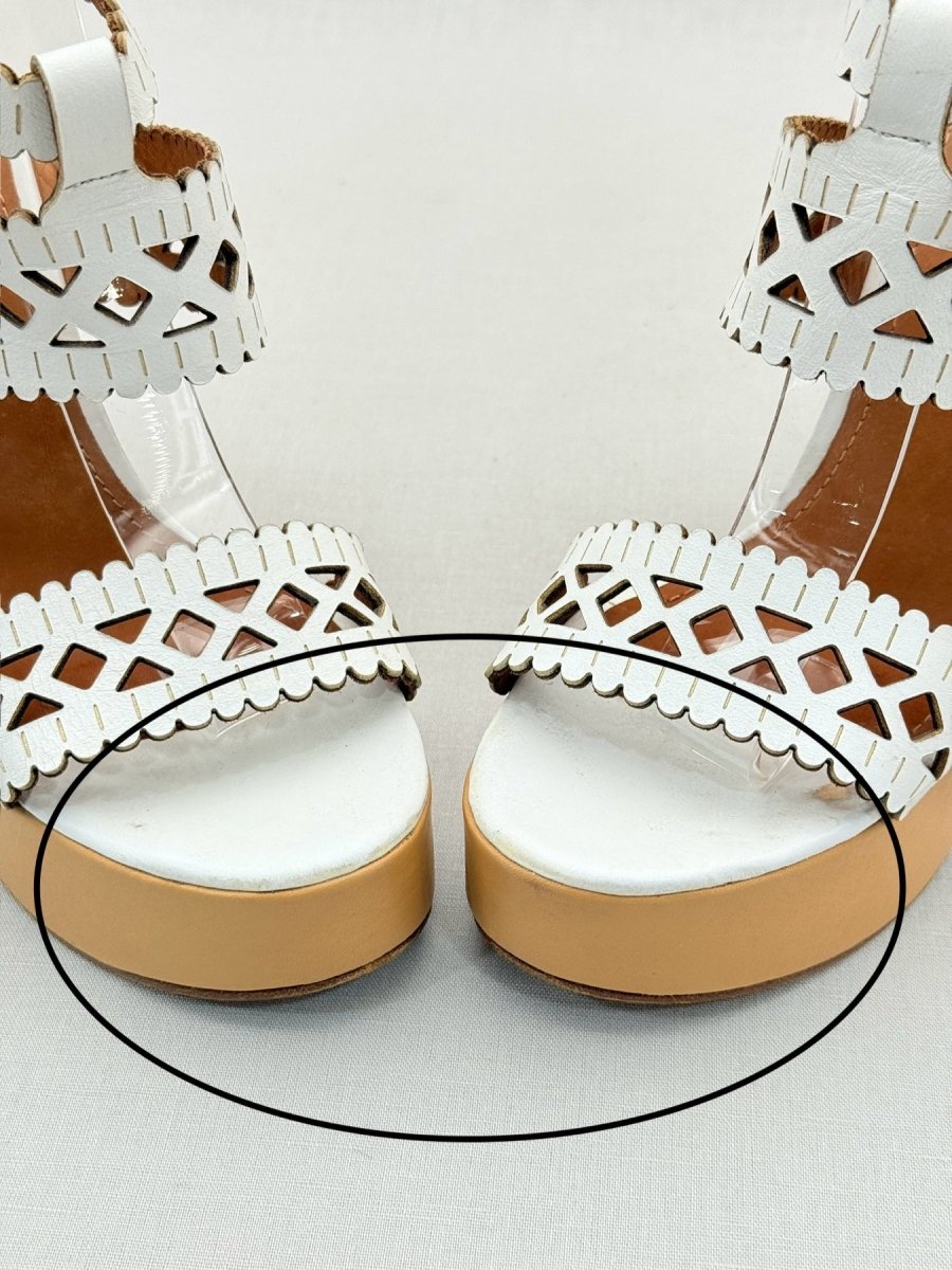 Pre - loved CHLOE Laser Cut White Size EU 37.5 Wedges at Reems Closet