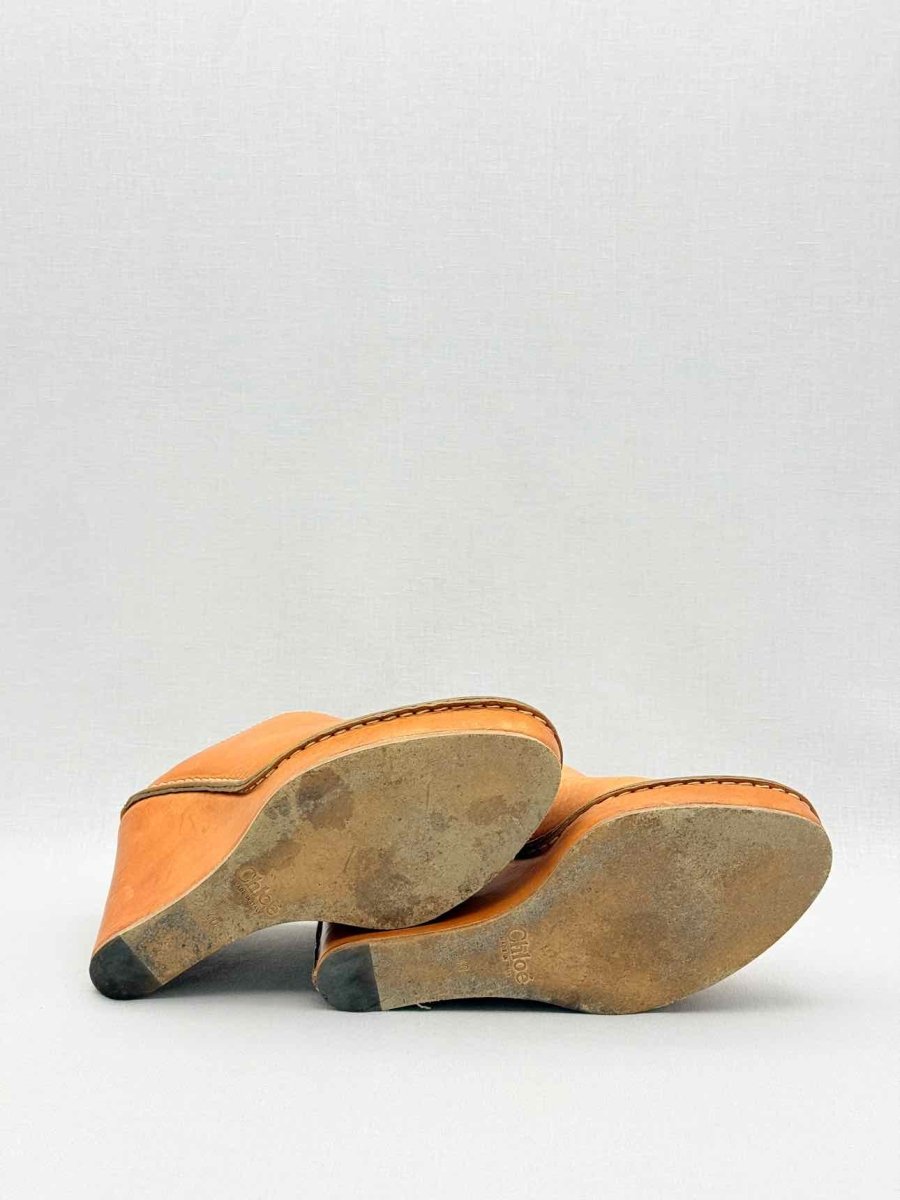 Pre-loved CHLOE Mule Clogs Tan Size EU 40 Wedges at Reems Closet