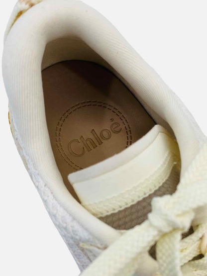 Pre-loved CHLOE Nama Runner White & Orange Sneakers from Reems Closet