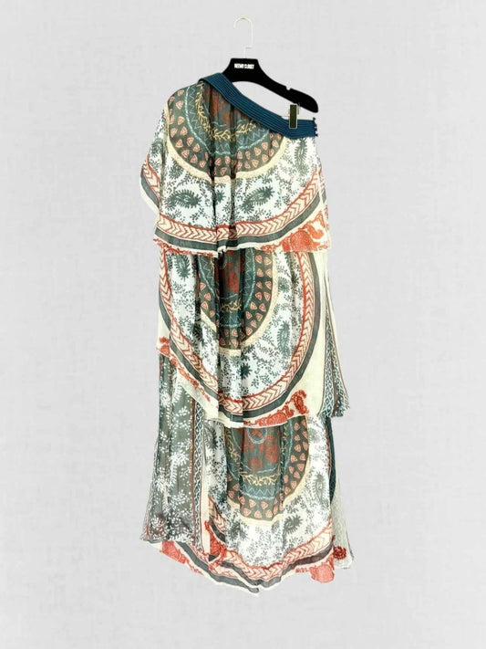 Pre - loved CHLOE One Shoulder Green Multicolor Printed Long Dress at Reems Closet