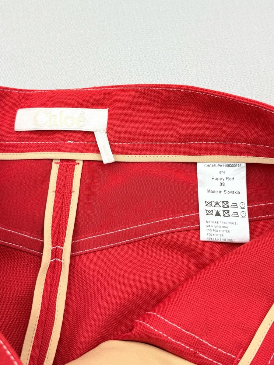 Pre - loved CHLOE Red Contrast Stitch Size US 6 Pants at Reems Closet