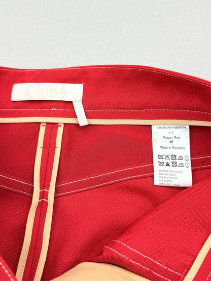 Pre - loved CHLOE Red Contrast Stitch Size US 6 Pants at Reems Closet