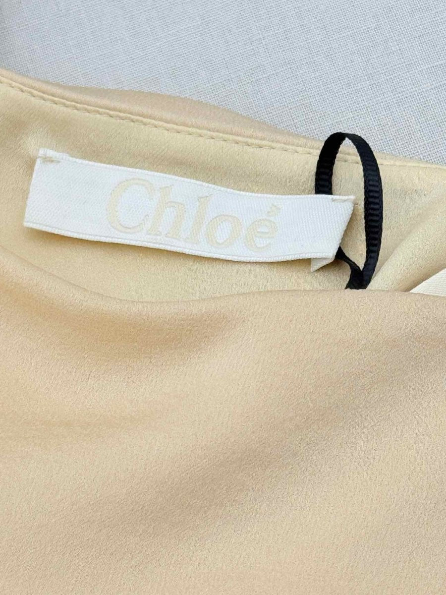 Pre - loved CHLOE Resort 2010 Beige Pleated Size US 8 Midi Dress at Reems Closet