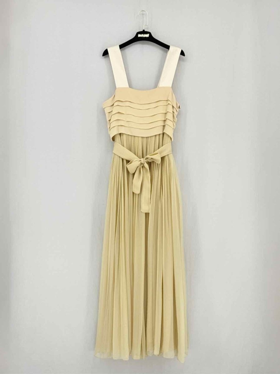 Pre - loved CHLOE Resort 2010 Beige Pleated Size US 8 Midi Dress at Reems Closet