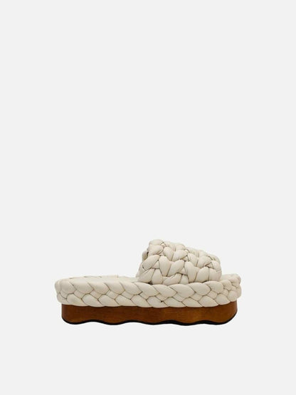 Pre - loved CHLOE Wavy Flatform White Braided Mules at Reems Closet