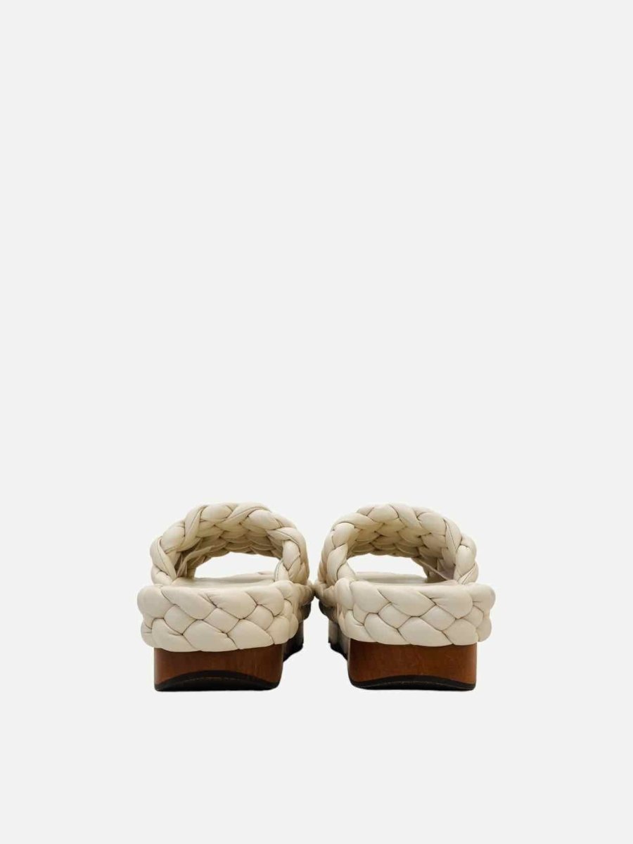 Pre - loved CHLOE Wavy Flatform White Braided Mules at Reems Closet