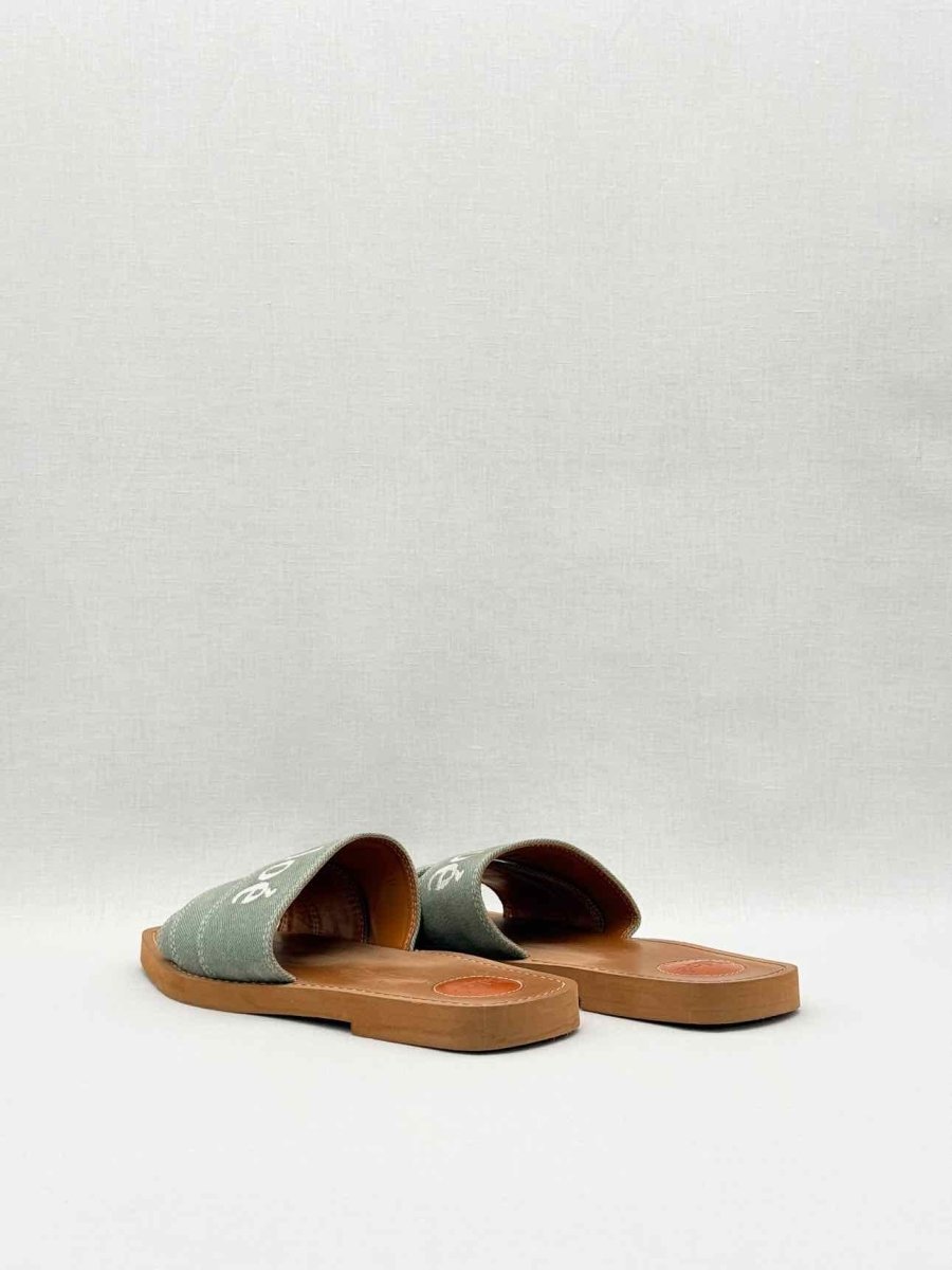 Pre-loved CHLOE Woody Green Logo Size EU 40 Sandals at Reems Closet