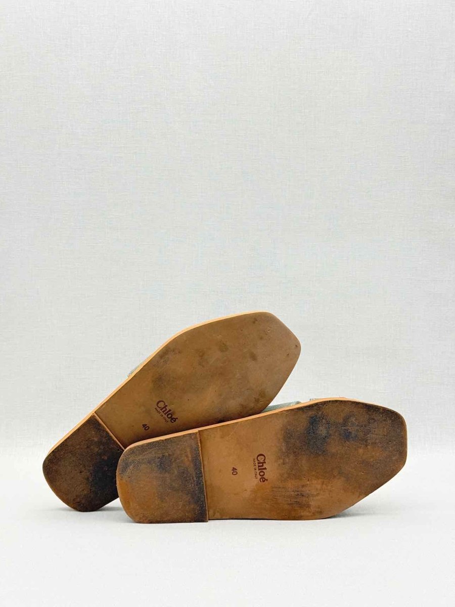 Pre-loved CHLOE Woody Green Logo Size EU 40 Sandals at Reems Closet