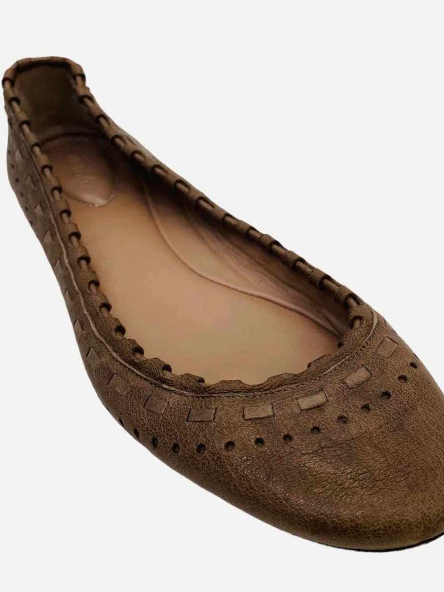 Pre-loved CHLOE Woven Brown Ballerinas from Reems Closet