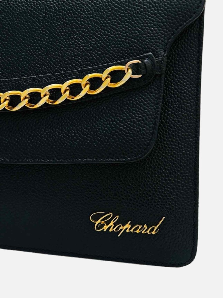 Pre - loved CHOPARD Chain Detail Flap Black Shoulder Bag at Reems Closet