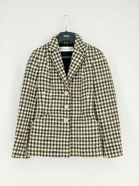 Pre - loved CHRISTIAN DIOR Bar Black & Beige Size US 6 Jacket at Reems Closet
