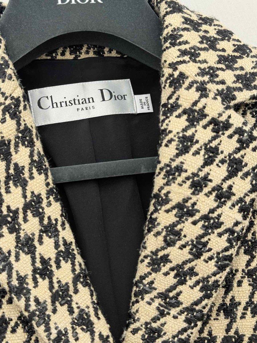 Pre - loved CHRISTIAN DIOR Bar Black & Beige Size US 6 Jacket at Reems Closet