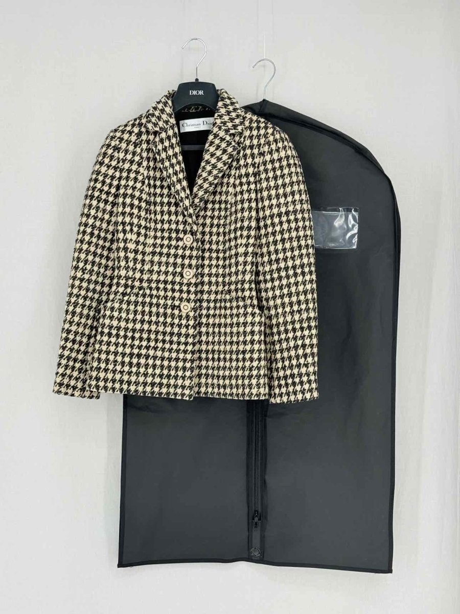 Pre - loved CHRISTIAN DIOR Bar Black & Beige Size US 6 Jacket at Reems Closet