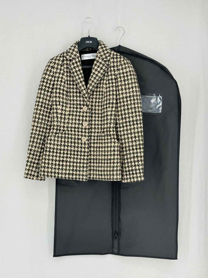 Pre - loved CHRISTIAN DIOR Bar Black & Beige Size US 6 Jacket at Reems Closet