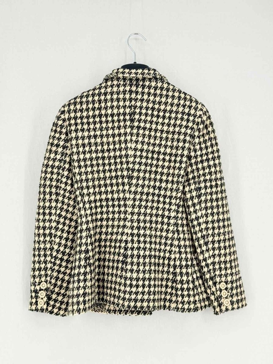 Pre - loved CHRISTIAN DIOR Bar Black & Beige Size US 6 Jacket at Reems Closet