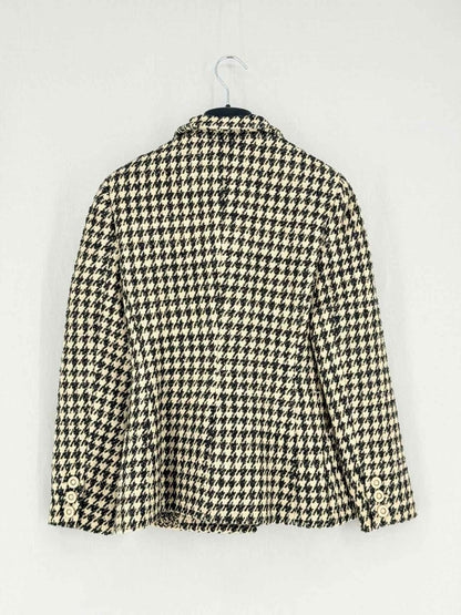 Pre - loved CHRISTIAN DIOR Bar Black & Beige Size US 6 Jacket at Reems Closet