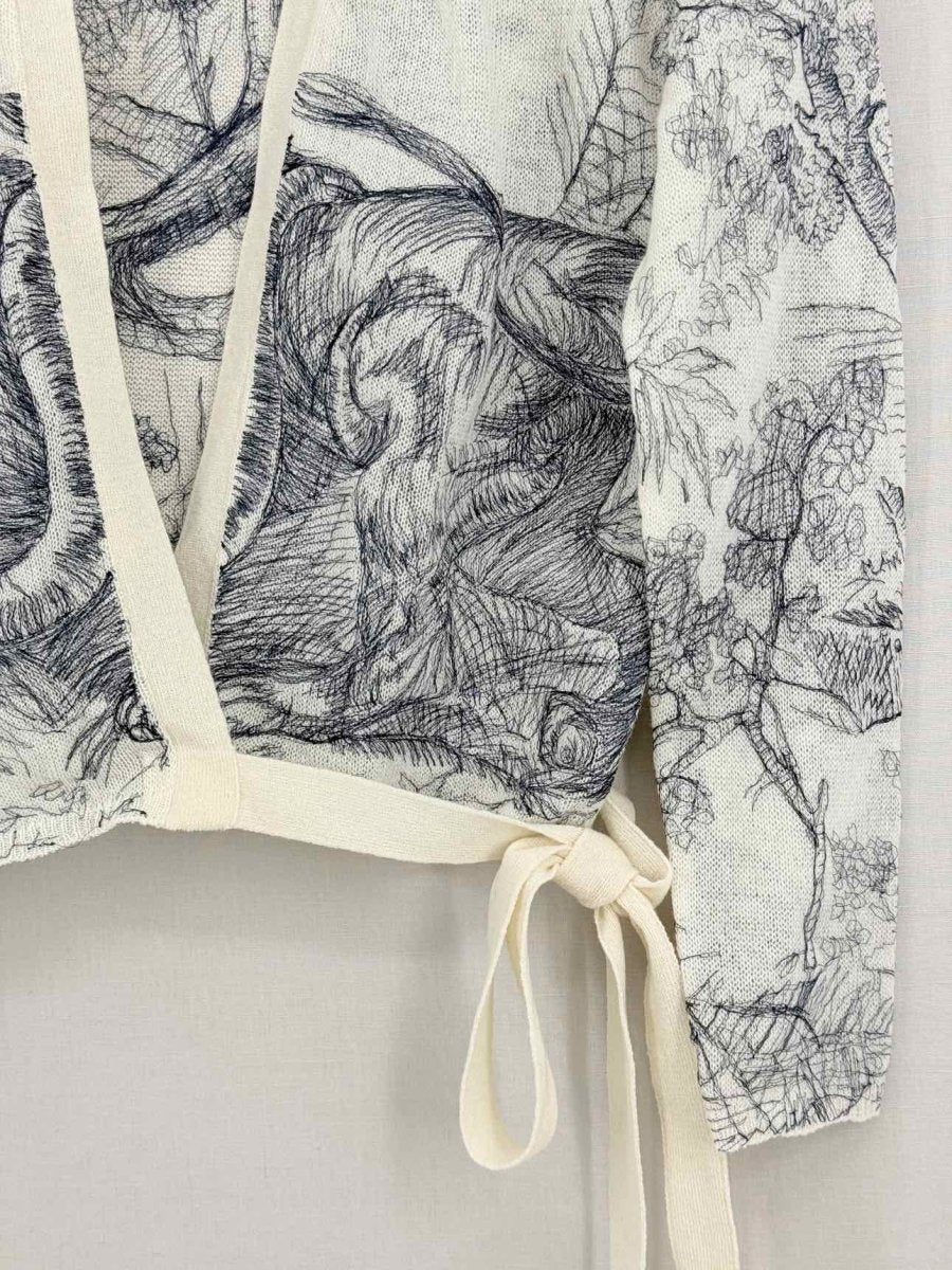 Pre - loved CHRISTIAN DIOR Beige & Black Print Size US 2 Cardigan at Reems Closet