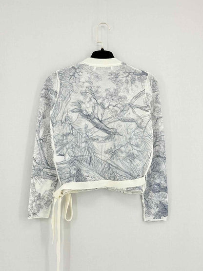 Pre - loved CHRISTIAN DIOR Beige & Black Print Size US 2 Cardigan at Reems Closet