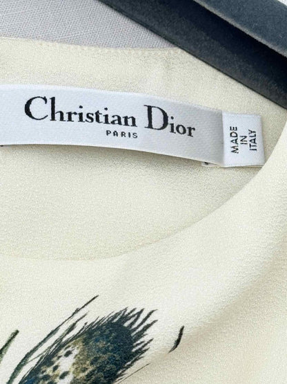 Pre - loved CHRISTIAN DIOR Beige Multicolor Size US 6 Midi Dress at Reems Closet