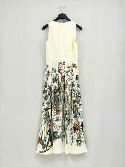 Pre - loved CHRISTIAN DIOR Beige Multicolor Size US 6 Midi Dress at Reems Closet