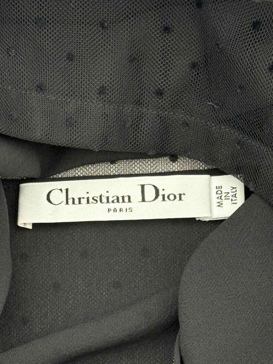 Pre - loved CHRISTIAN DIOR Black Embroidered Heart Size US 6 Blouse at Reems Closet