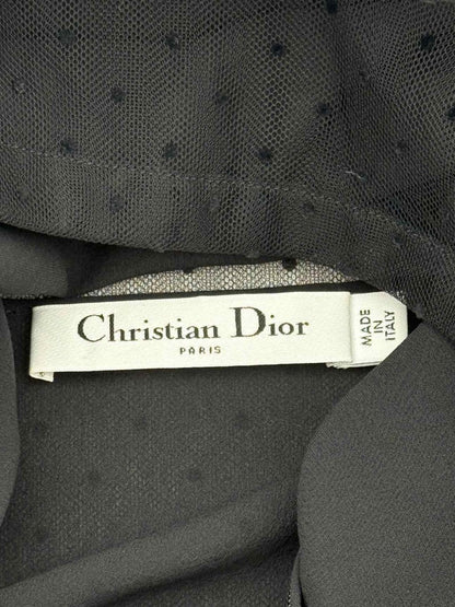 Pre - loved CHRISTIAN DIOR Black Embroidered Heart Size US 6 Blouse at Reems Closet