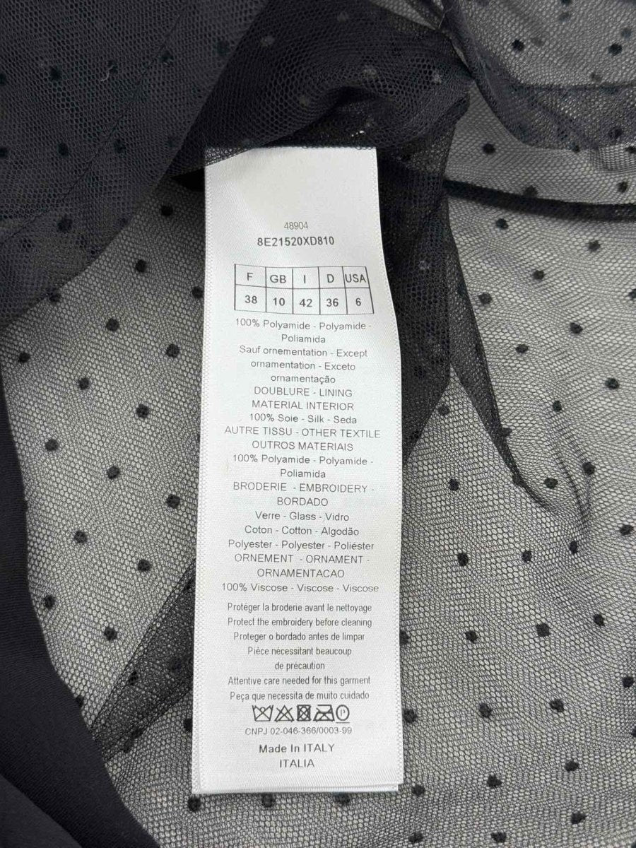 Pre - loved CHRISTIAN DIOR Black Embroidered Heart Size US 6 Blouse at Reems Closet