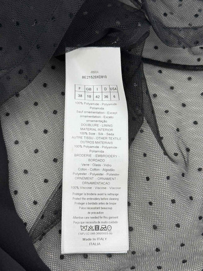 Pre - loved CHRISTIAN DIOR Black Embroidered Heart Size US 6 Blouse at Reems Closet