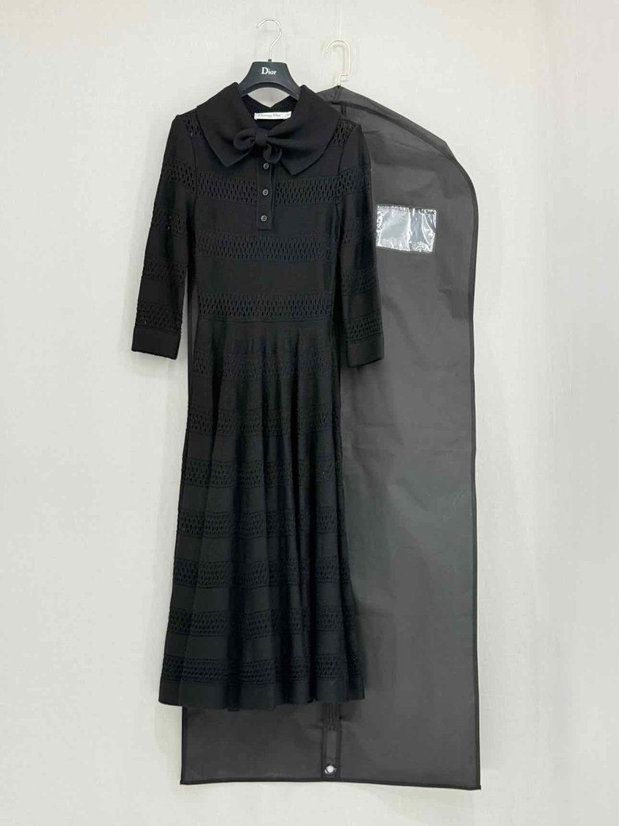 Pre - loved CHRISTIAN DIOR Black Size US 6 Midi Dress at Reems Closet
