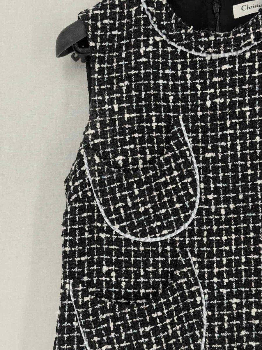 Pre - loved CHRISTIAN DIOR Black Tweed Size US 4 Short Dress at Reems Closet