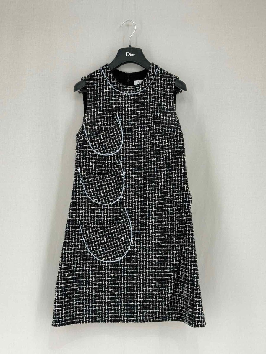 Pre - loved CHRISTIAN DIOR Black Tweed Size US 4 Short Dress at Reems Closet