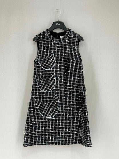 Pre - loved CHRISTIAN DIOR Black Tweed Size US 4 Short Dress at Reems Closet