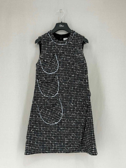 Pre - loved CHRISTIAN DIOR Black Tweed Size US 4 Short Dress at Reems Closet