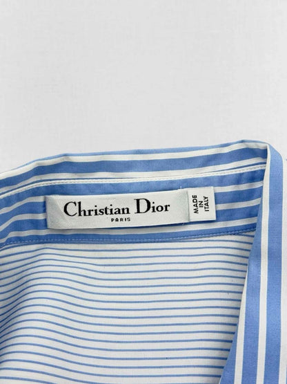 Pre - loved CHRISTIAN DIOR Blue Striped Size US 14 Shirt at Reems Closet