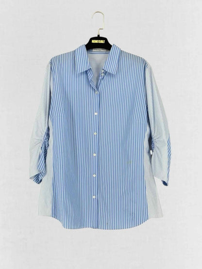 Pre - loved CHRISTIAN DIOR Blue Striped Size US 14 Shirt at Reems Closet