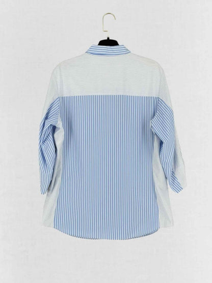 Pre - loved CHRISTIAN DIOR Blue Striped Size US 14 Shirt at Reems Closet
